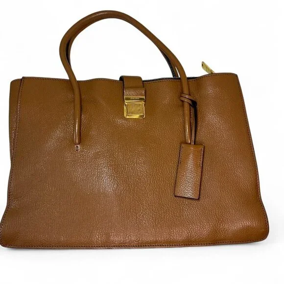 Miu Miu Madras Brown Leather 2 Way Tote - Picture 4 of 16